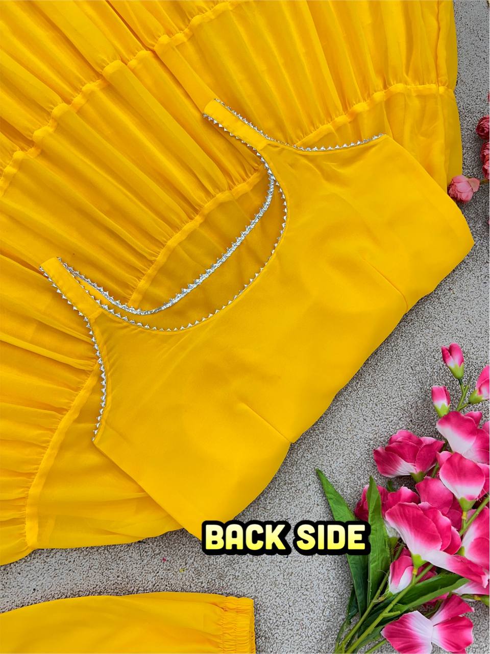 Devayani yellow georgette anarkali gown set