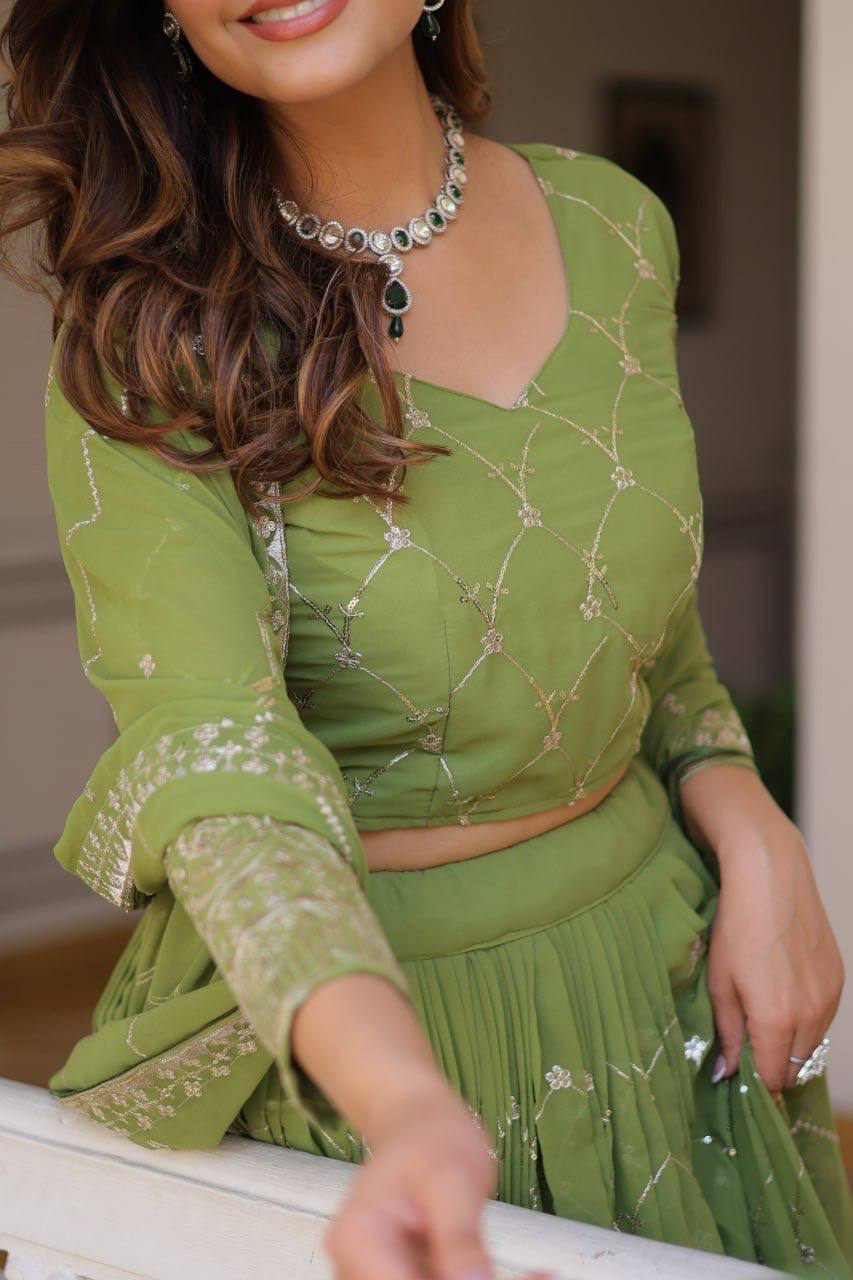 Georgette embroidered Kimaya designer lehenga choli