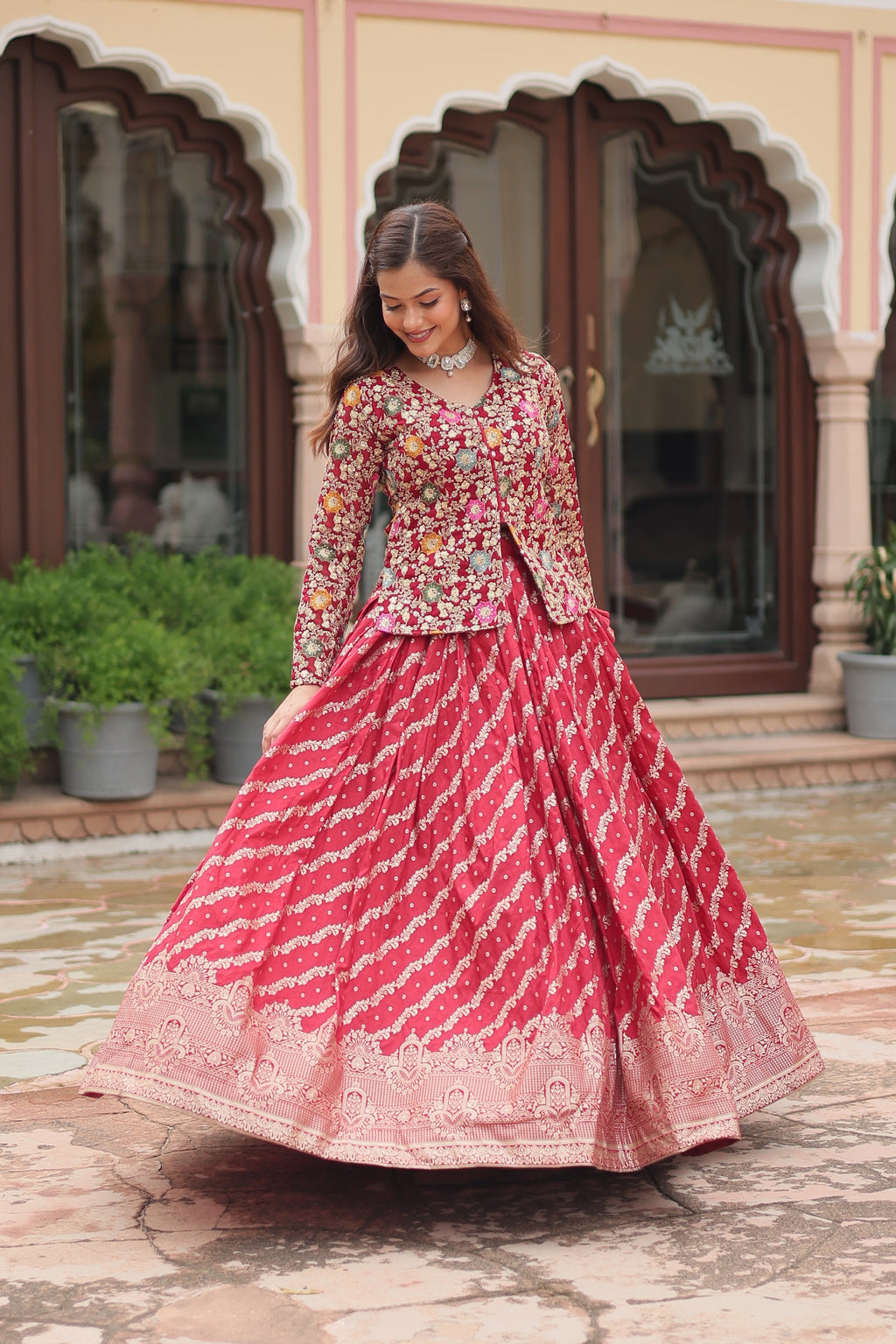 Radhya pure dayble viscose jacquard lehenga choli