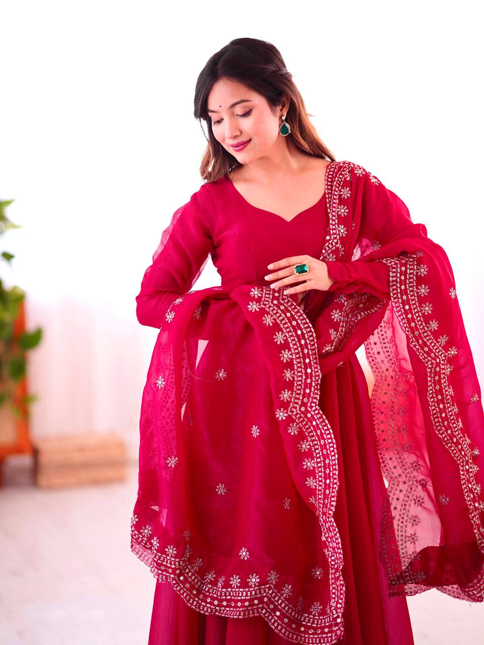 Tiya Fandy Silk Pink Anarkali Suit