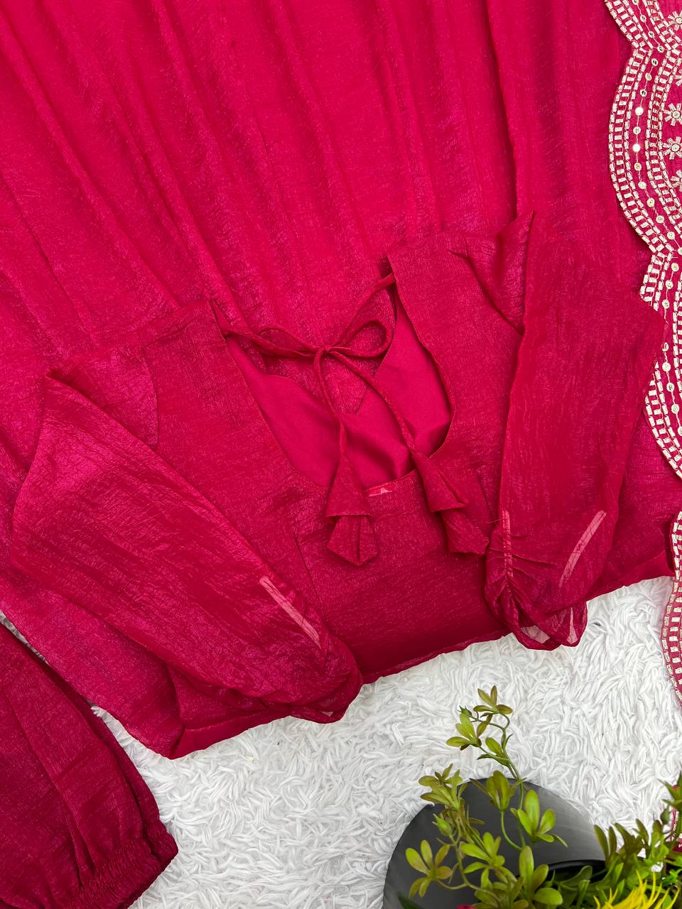 Tiya Fandy Silk Pink Anarkali Suit