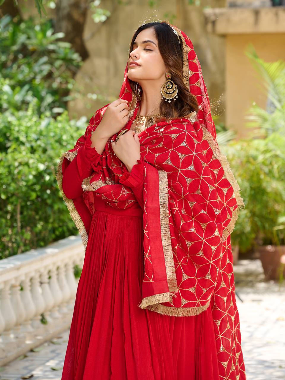 Pragnika Pure Silk Embroidered Gown with Dupatta