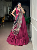 Nandini Pink Reyon Mirror Lace Lehenga Choli