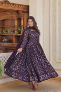 Royal purple blossom floral gown with dupatta