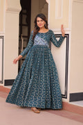 Vani Choli Printed Flared Rama Color Gown