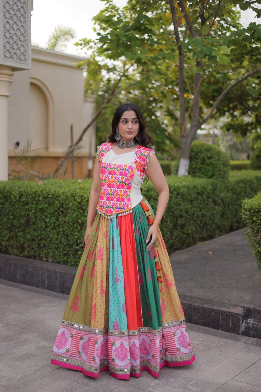 Chhavi Multicolor Cotton Printed Mirror Lehenga Choli