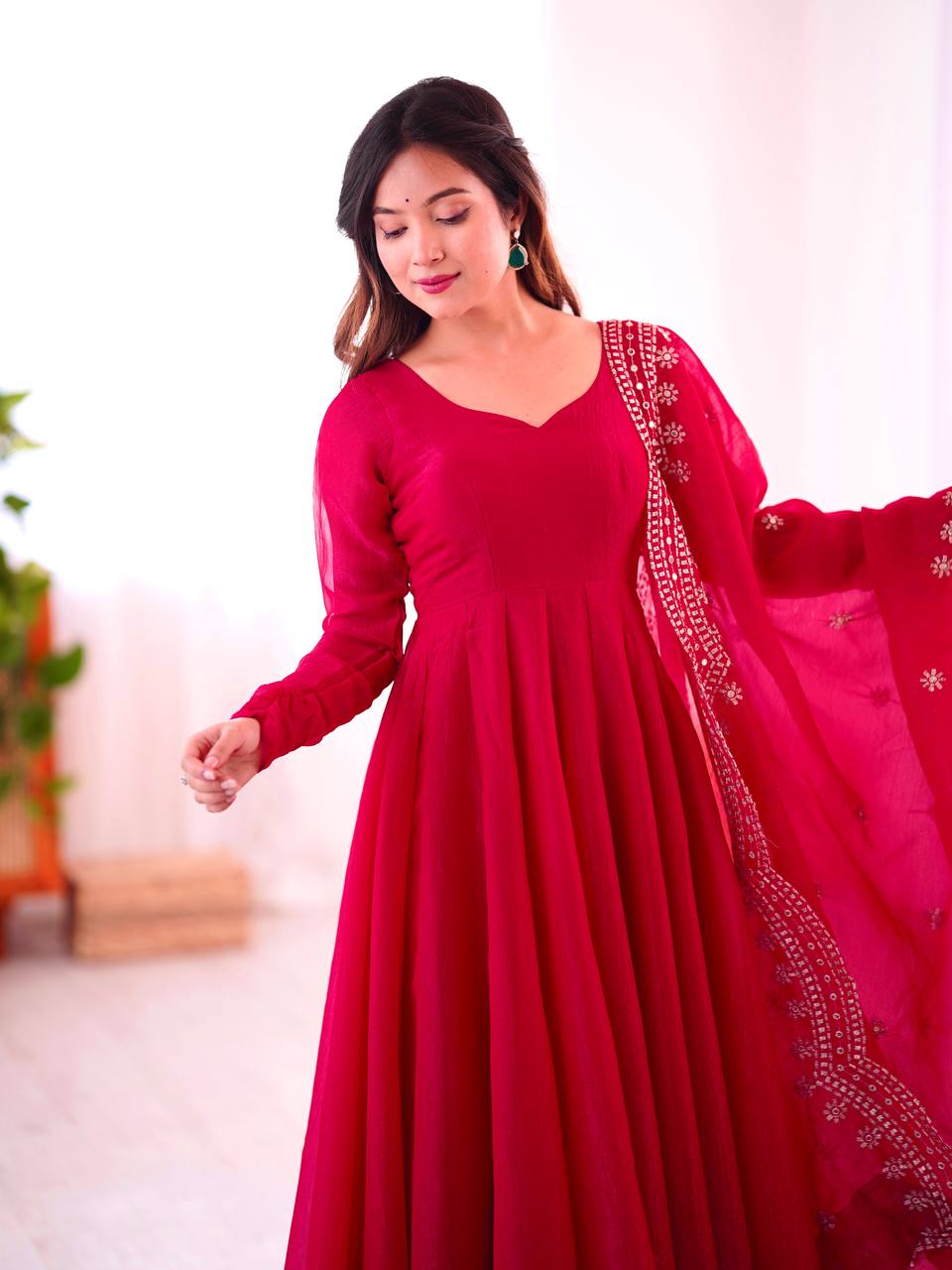 Tiya Fandy Silk Pink Anarkali Suit