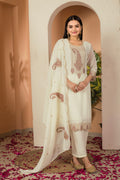 Khyati Off-White Embroidered Kurti Set crafted from premium Fox Georgette, featuring intricate heavy thread and sequins embroidery. This elegant ensemble includes a fully stitched kurti with a butter crepe lining, a matching stitched bottom, and an embroidered Fox Georgette dupatta. Designed for festive gatherings and special occasions, it beautifully blends tradition with modern sophistication