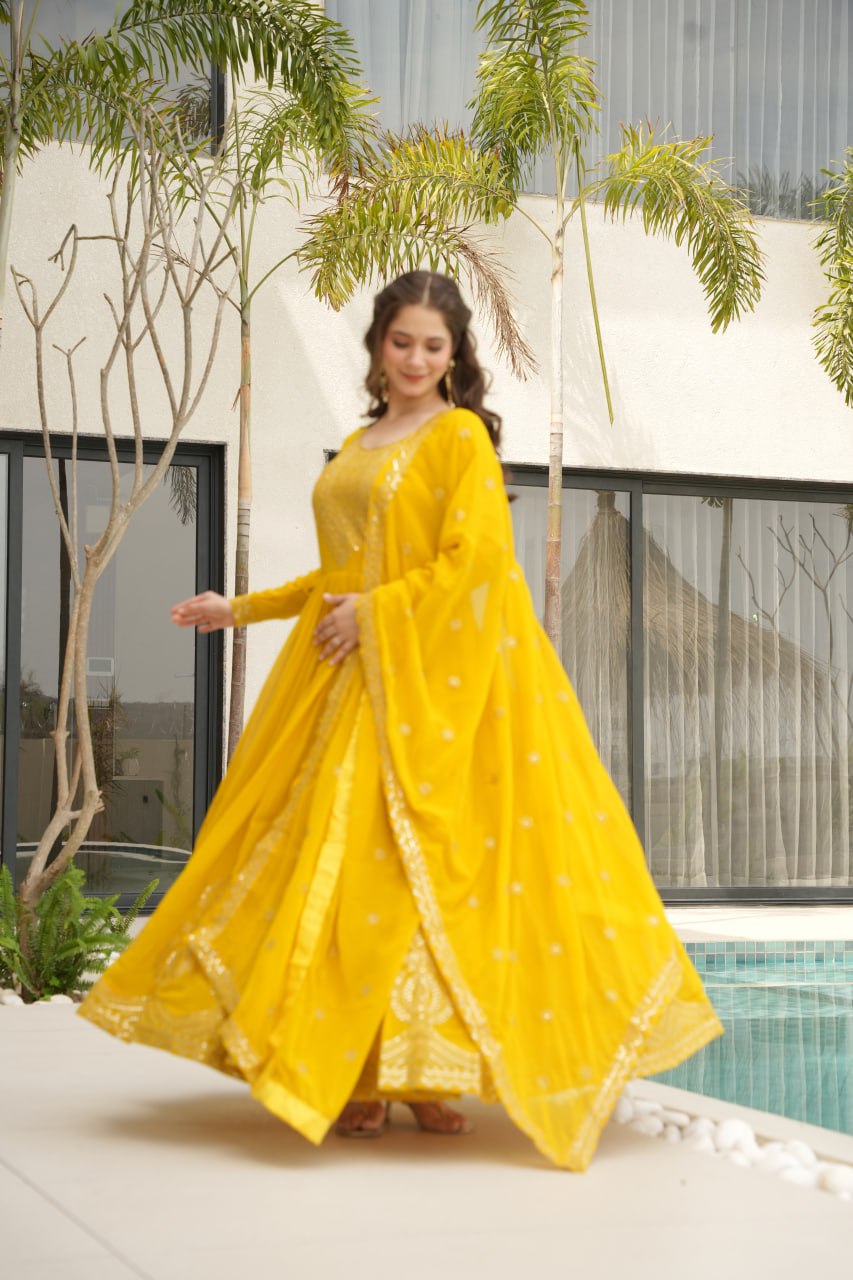 Lavyanshi Yellow Embroidered Gown