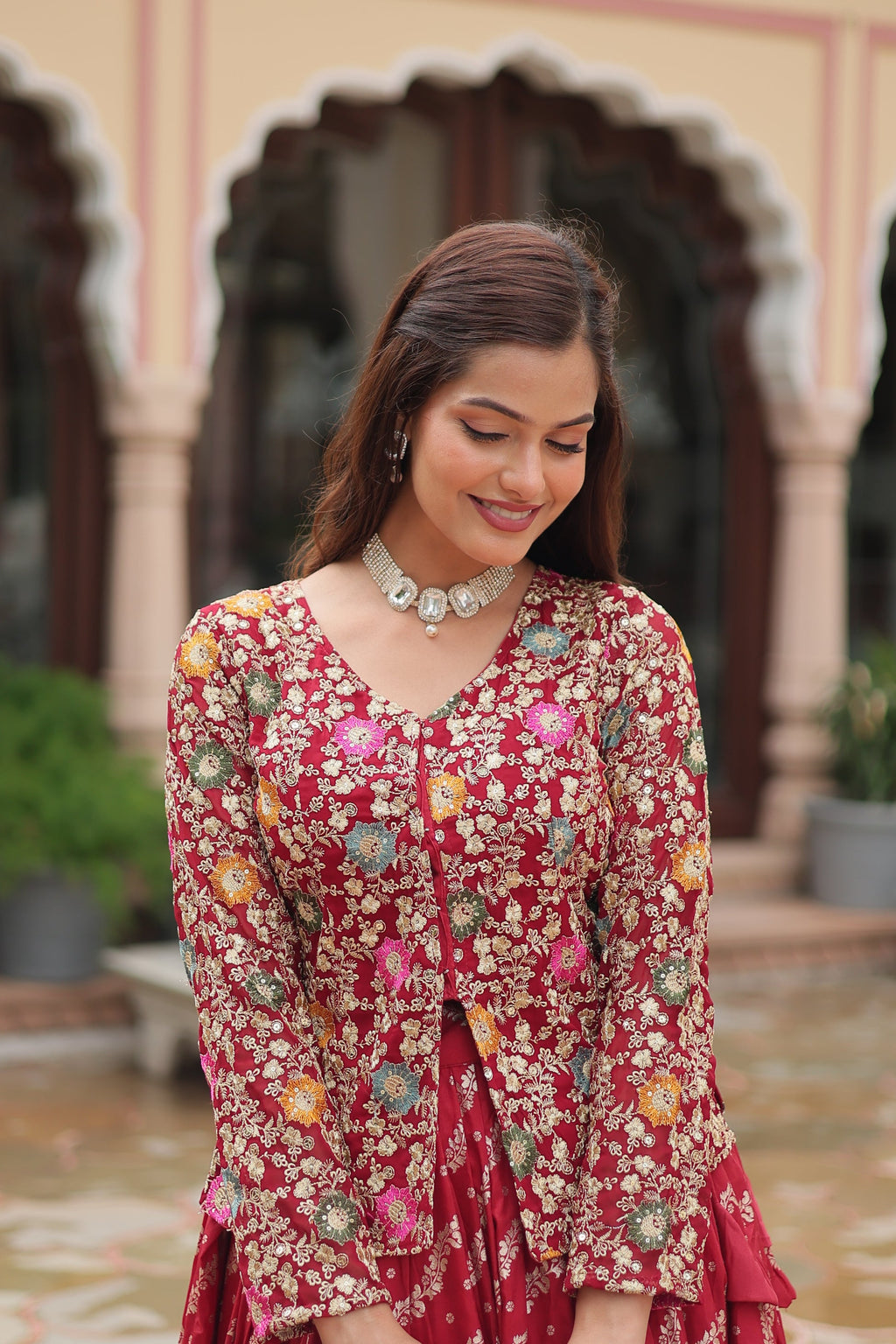 Radhya pure dayble viscose jacquard lehenga choli