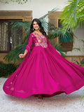 Pink Star Georgette Heavy Sequins Thread Work Gown with Dupatta