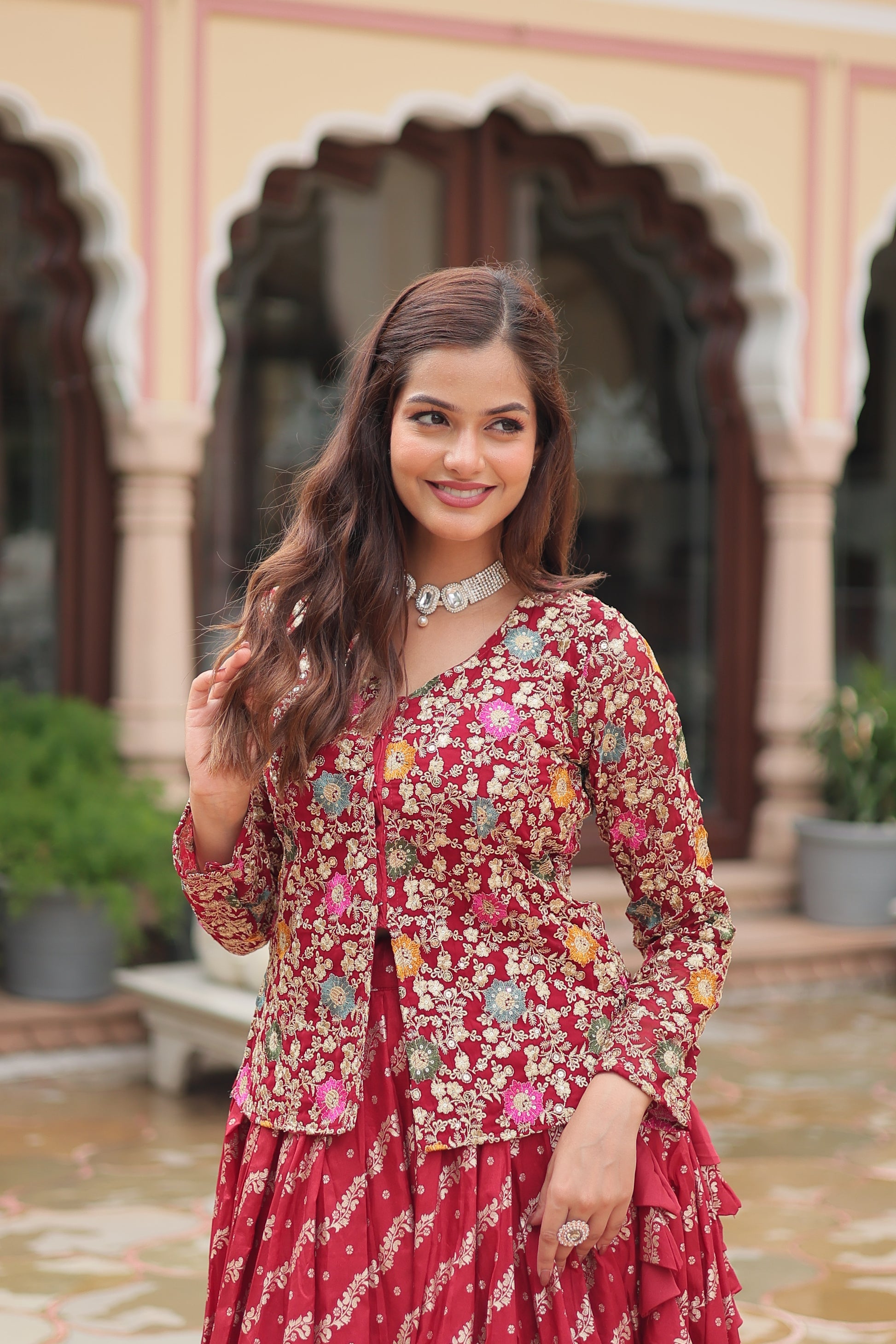 Radhya pure dayble viscose jacquard lehenga choli