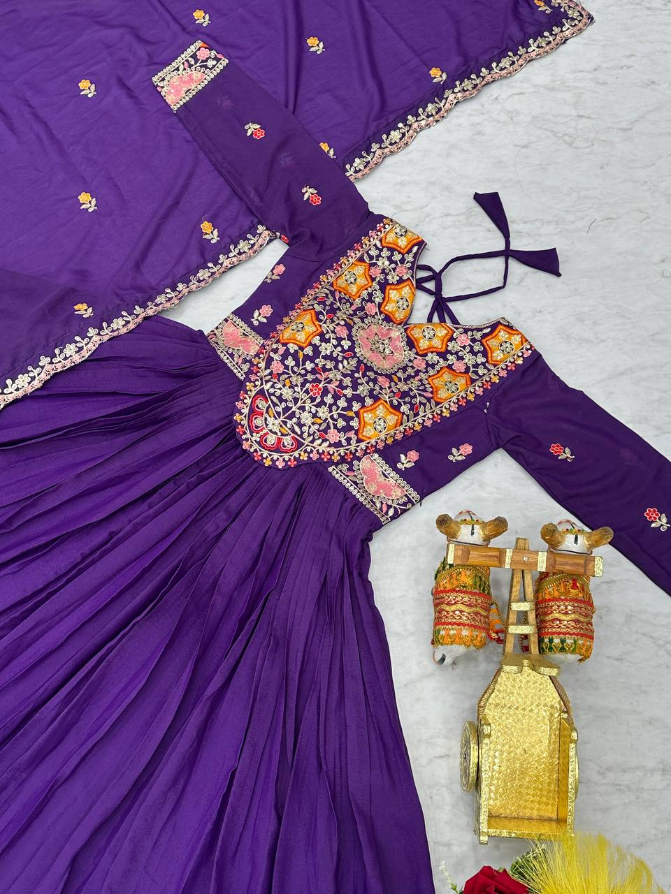 Pink Star Georgette Heavy Sequins Thread Work Gown with Dupatta