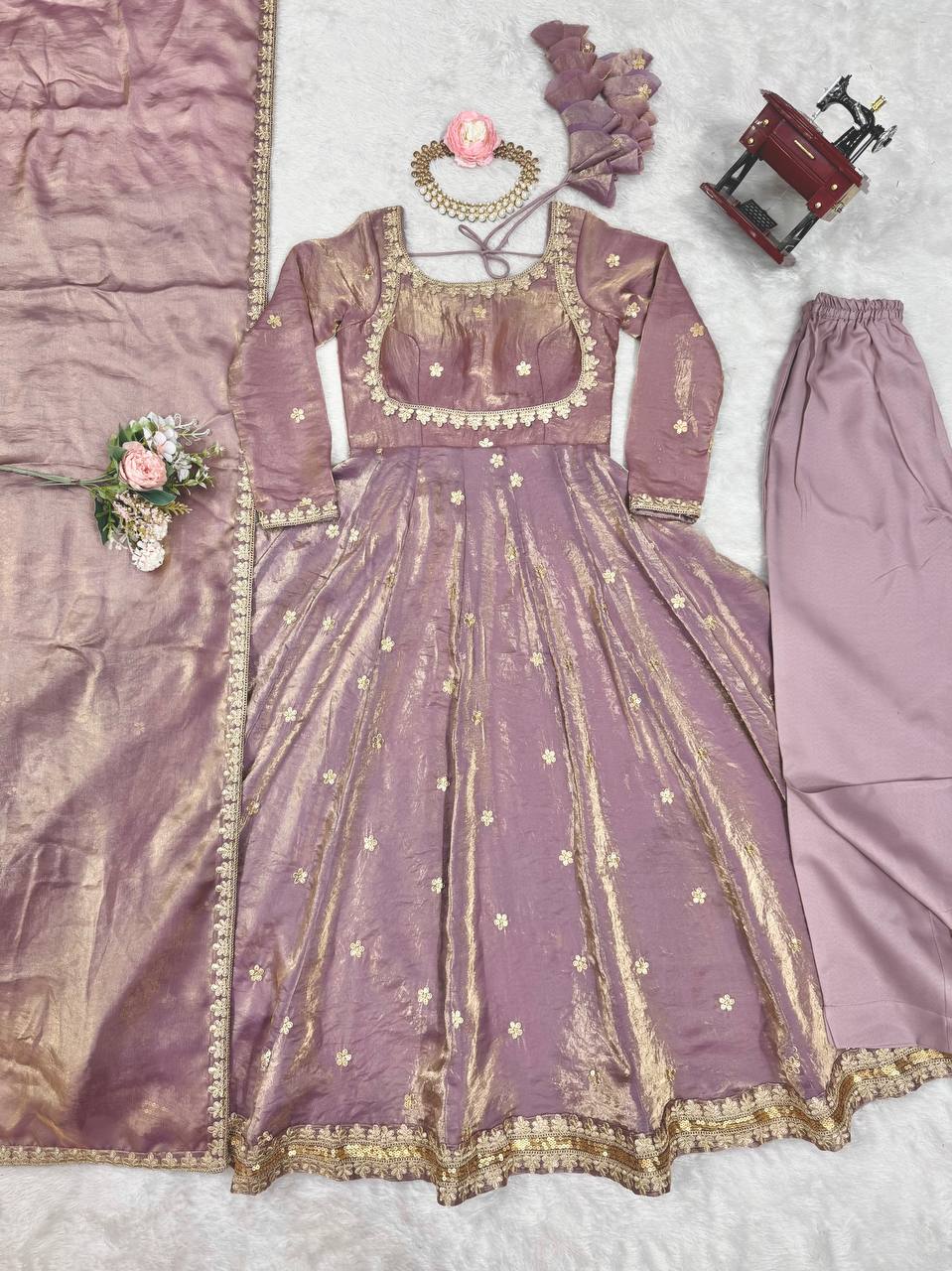 Neelika Pink Anarkali Suit Set – pink designer Anarkali suit for women, embroidered gown with dupatta, plus size ethnic wear, Fandy silk partywear gown, traditional Indian suit set, fully stitched Anarkali dress, sequin and coding embroidery suit, Mehendi and Sangeet outfit, festive ethnic set with pants, ready to wear wedding guest gown.
