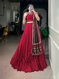 Nandini Red Reyon Mirror Lace Lehenga Choli