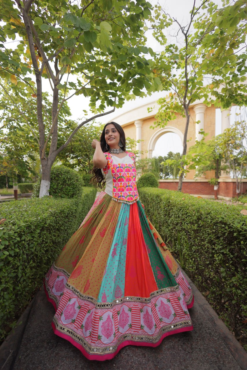 Chhavi Multicolor Cotton Printed Mirror Lehenga Choli
