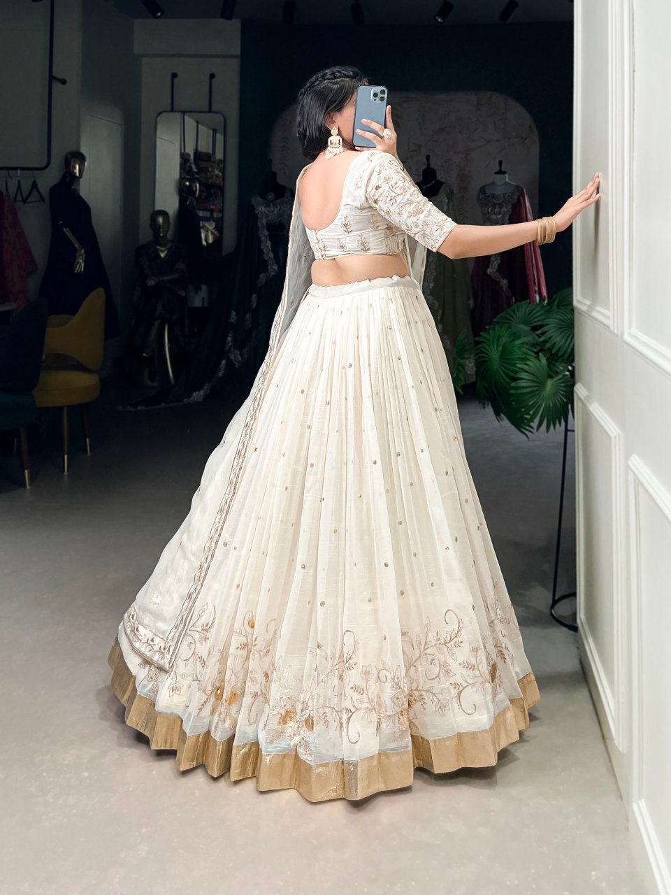 Dharvika Off-White Embroidered Lehenga Choli