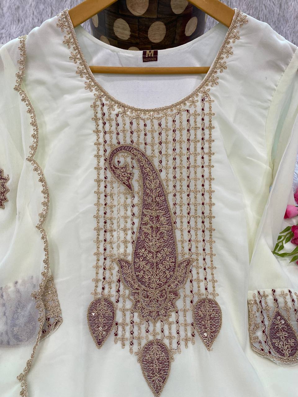 Khyati Off White Embroidered Kurti Set