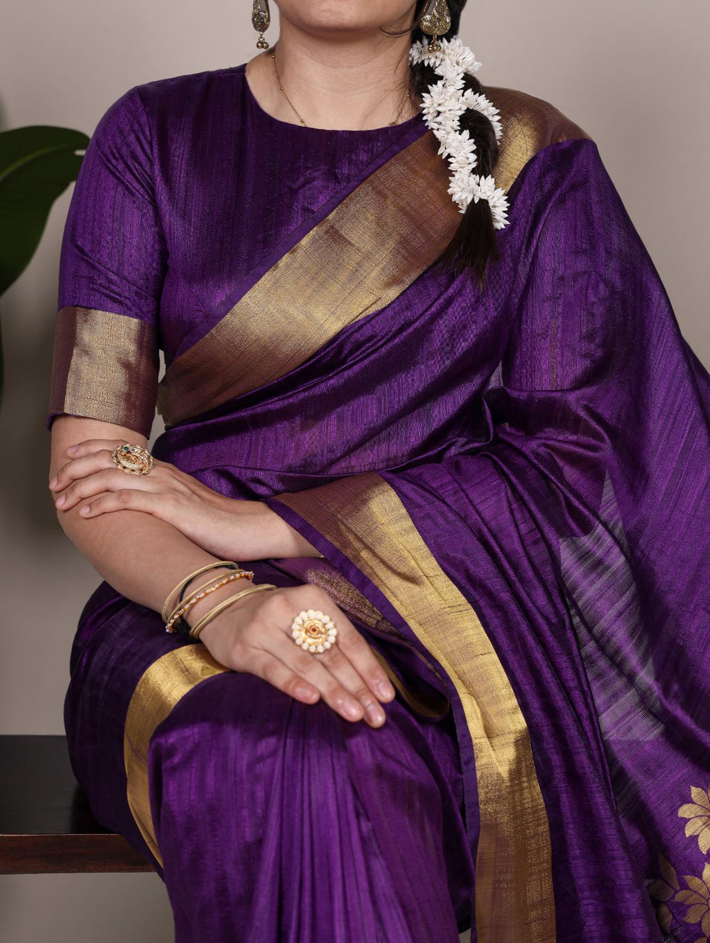 Purple Color Raw Silk Zari Weaving Saree with Unstitched Blouse