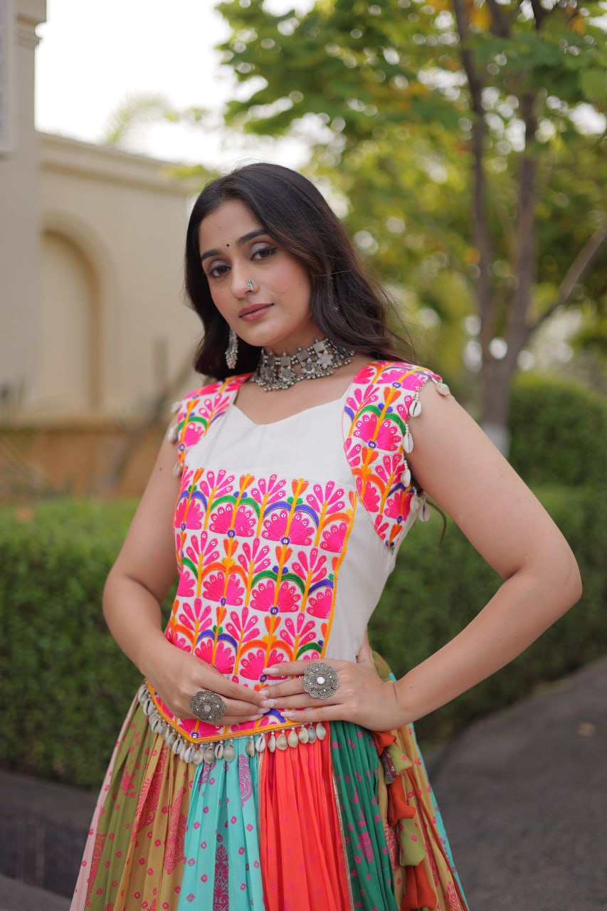 Chhavi Multicolor Cotton Printed Mirror Lehenga Choli