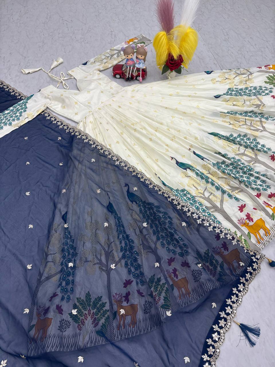 Tarini White Dola Silk Anarkali Gown Set