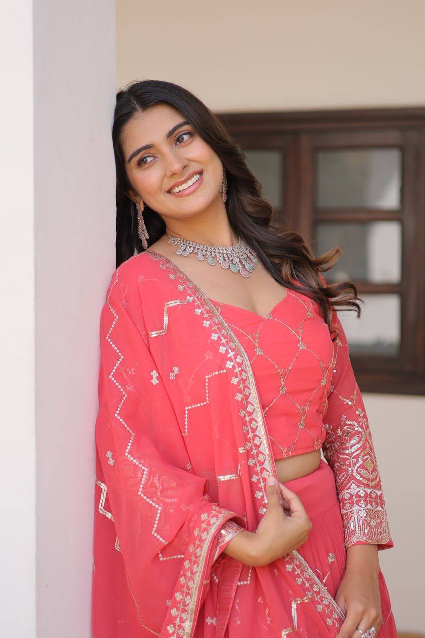 Georgette embroidered Kimaya designer lehenga choli