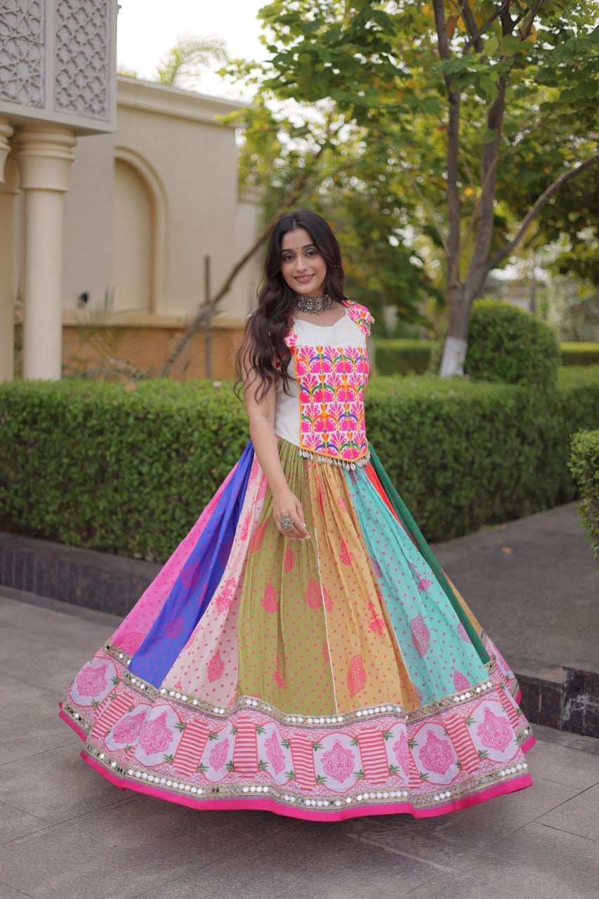 Chhavi Multicolor Cotton Printed Mirror Lehenga Choli
