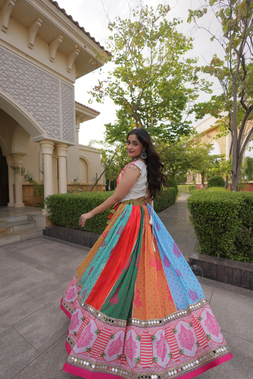 Chhavi Multicolor Cotton Printed Mirror Lehenga Choli