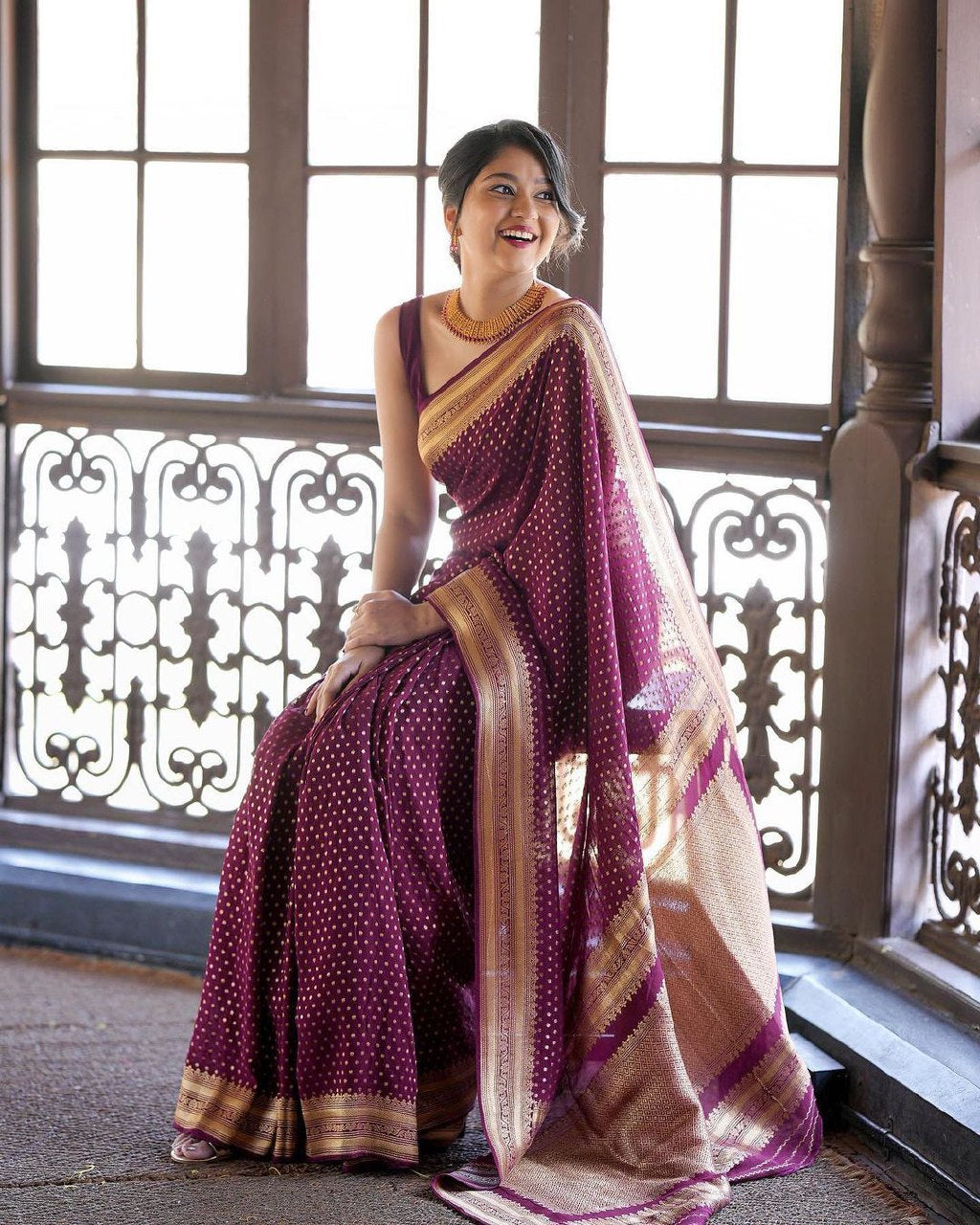 Shivika Purple Pure Banarasi Silk Saree