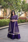 Subhadra Purple Glory Satin Embroidery Zari Sequins Lehenga
