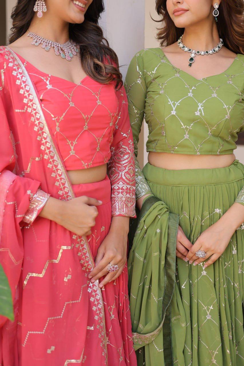 Georgette embroidered Kimaya designer lehenga choli