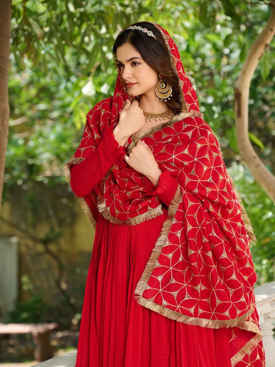 Pragnika Pure Silk Embroidered Gown with Dupatta