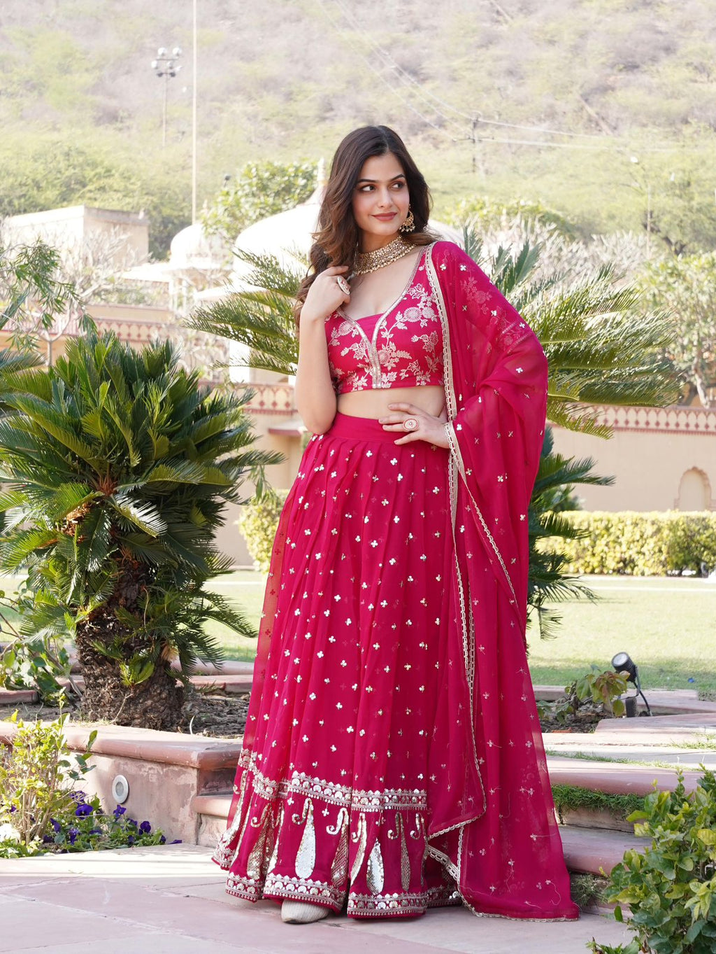 Vrinda pink sequins embroidered lehenga set