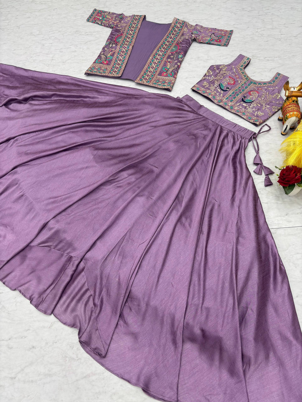 Devisha designer silk lehenga choli with embroidery koti set