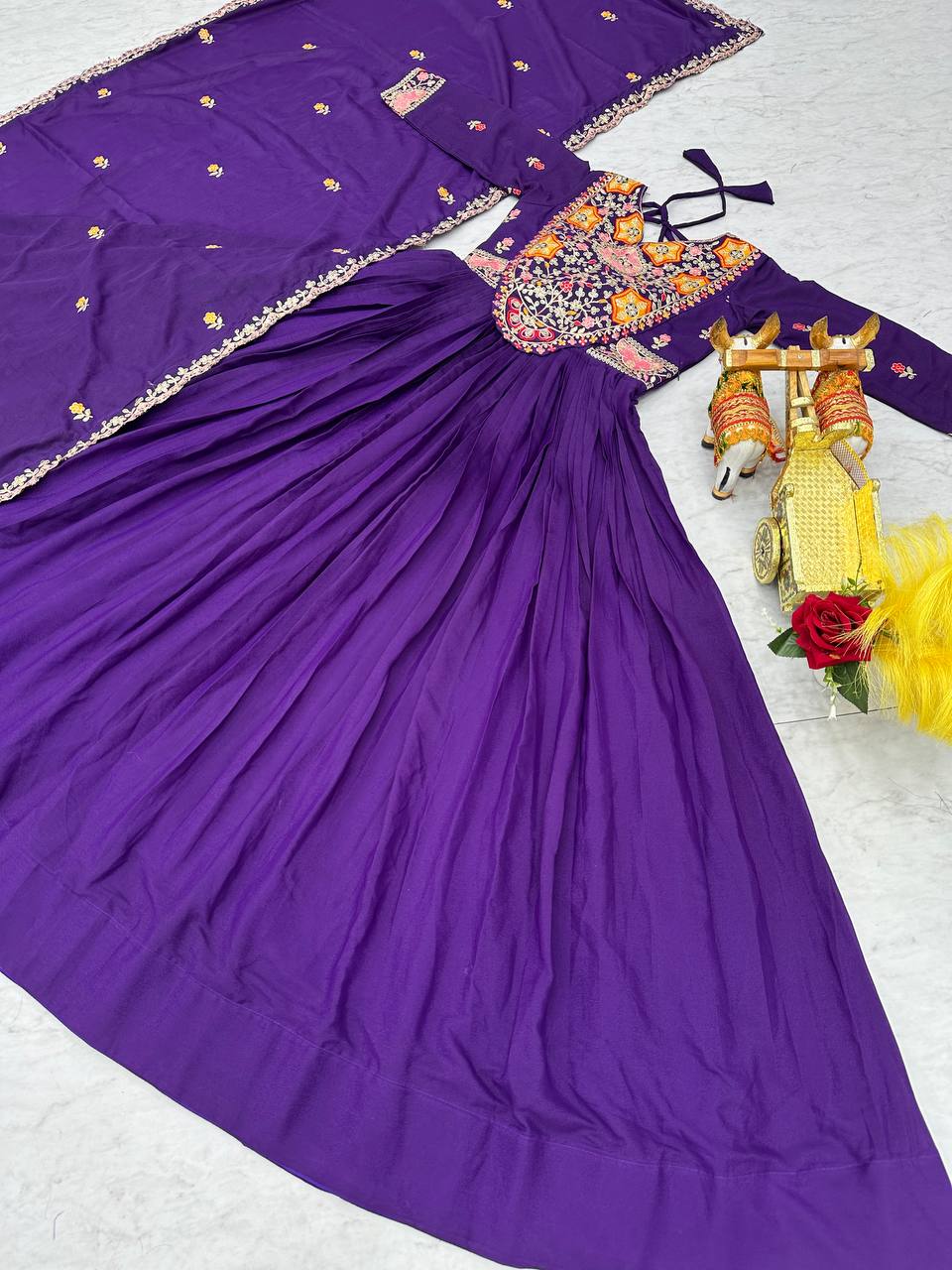 Pink Star Georgette Heavy Sequins Thread Work Gown with Dupatta