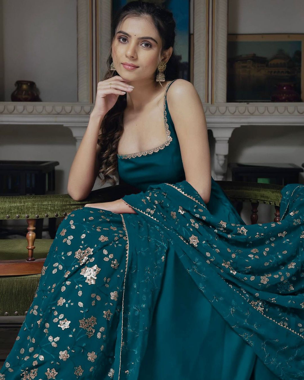 Manjula maroon anarkali gown suit set