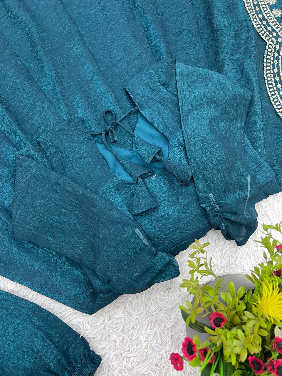 Tiya Fandy Silk Green Anarkali Suit