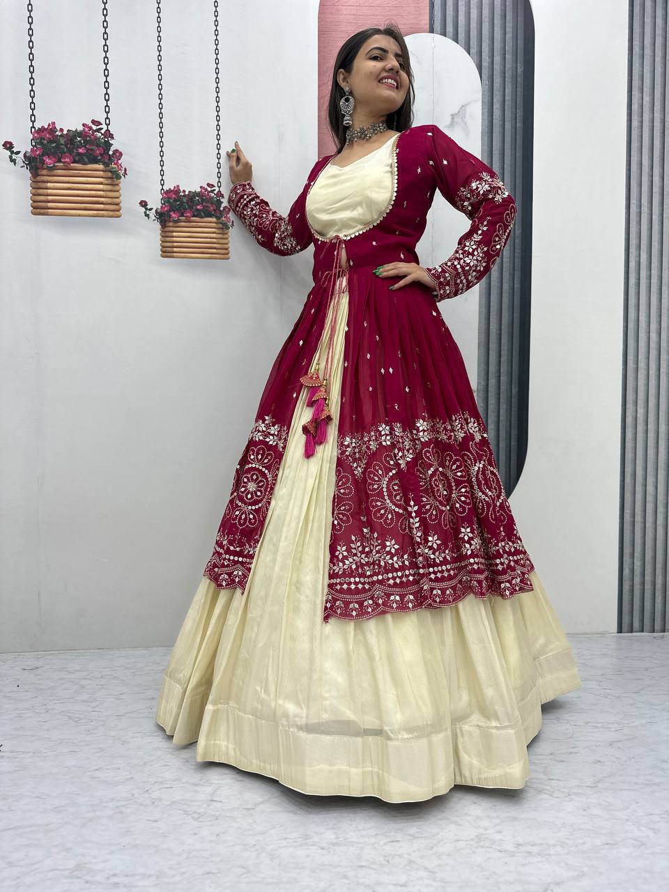 Tulika Pink Color Cosmos Silk Heavy Thread and Sequence Work Lehenga Choli with Shrug