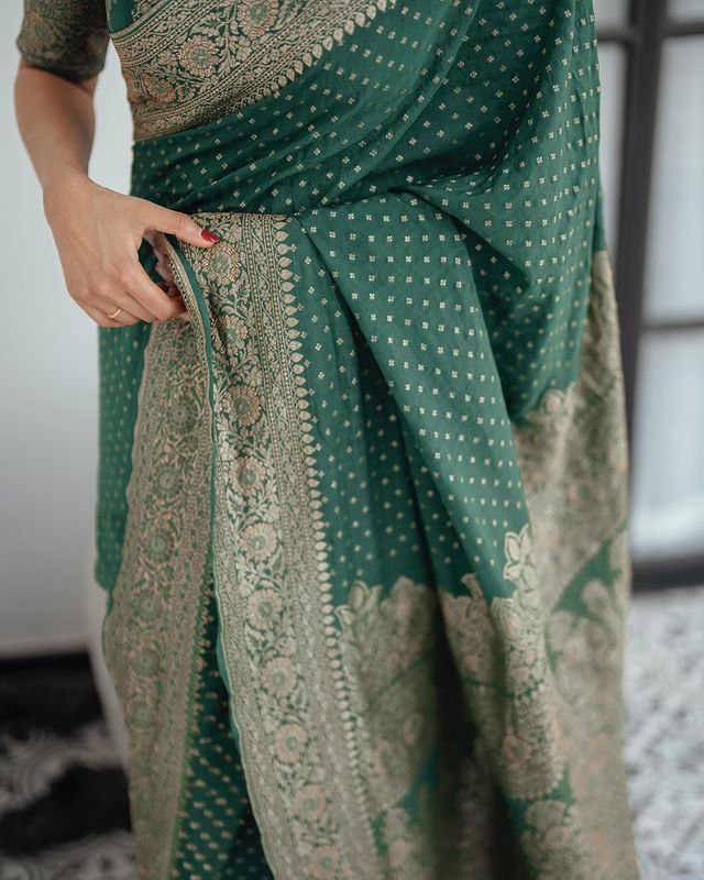 Vamika Green Pure Banarasi Silk Saree