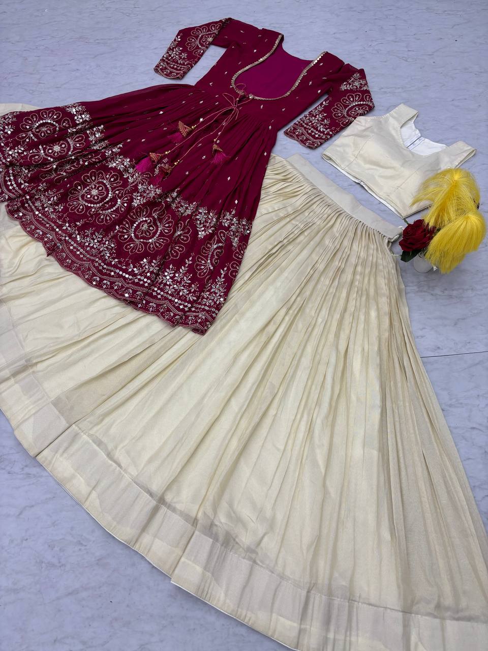 Tulika Pink Color Cosmos Silk Heavy Thread and Sequence Work Lehenga Choli with Shrug