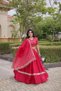 Subhadra Pink Glory Satin Embroidery Zari Sequins Lehenga