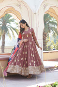 Padmini georgette brown embroidery anarkali gown set