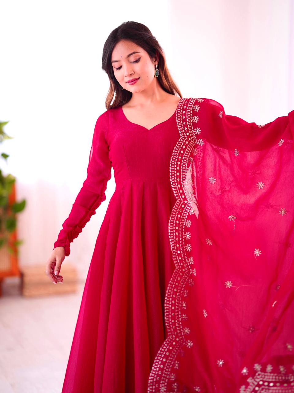Tiya Fandy Silk Pink Anarkali Suit