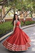 Yashvi Orange Reyon Mukesh Patti Lace Lehenga Choli