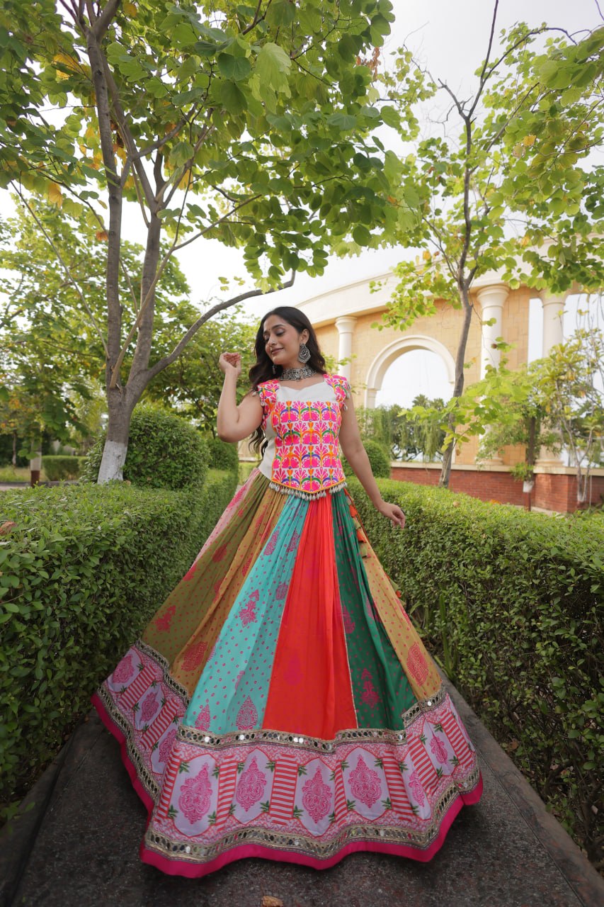 Chhavi Multicolor Cotton Printed Mirror Lehenga Choli