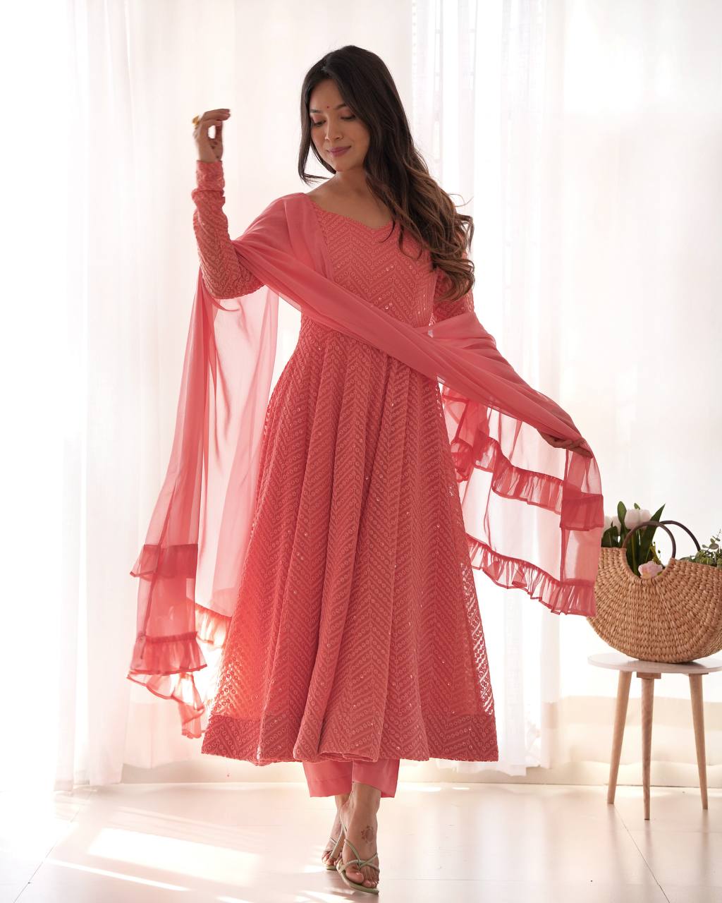 Jyotika Peach Anarkali Suit Set