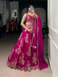 Abhirami pink nysha silk embroidered work lehenga choli set