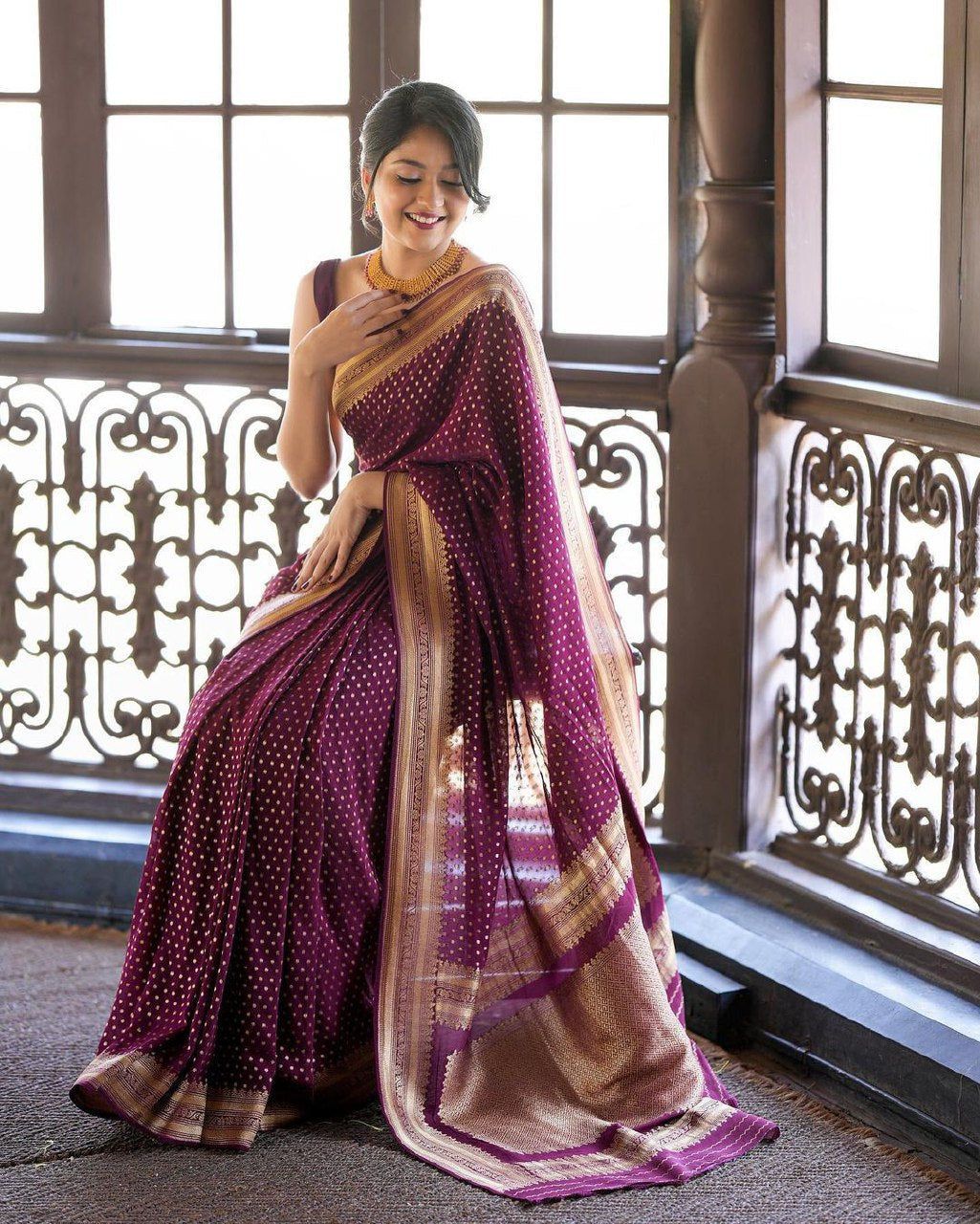 Shivika Purple Pure Banarasi Silk Saree