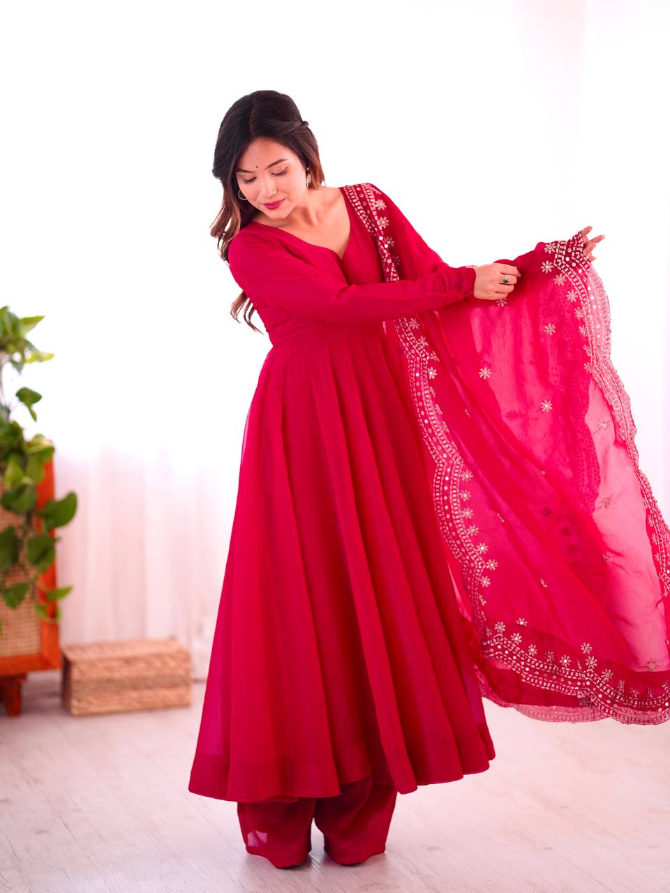 Tiya Fandy Silk Pink Anarkali Suit