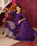 Svara Purple Chinon Embroidered Kurti Sharara Set